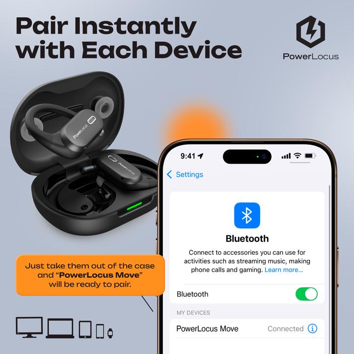 Produktbild PowerLocus Move Open Ear Bluetooth-Kopfhörer (6 h)