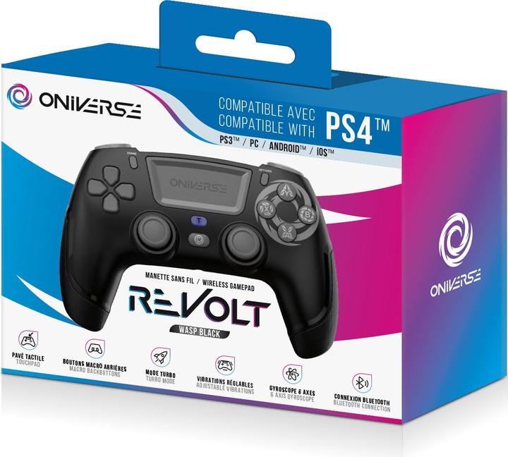 Immagine prodotto Oniverse Controller Bluetooth PS4 Wireless Revolt Wasp - Nero (PS4, Android, iOS, PS3, PC)