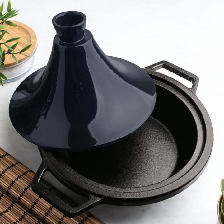 Productafbeelding BerlingerHaus "Tajin" 2L geëmailleerde gietijzeren braadpan 22 × 7,5cm (h-25cm met keramisch deksel) (22 cm, Tajinepot, Gietijzer)