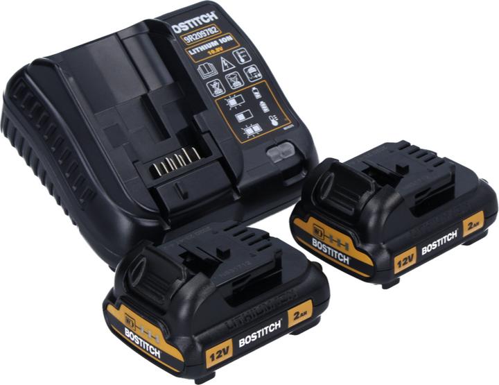 Produktbild Bostitch DSA-3522-E Akku Kartonverschlusshefter Karton Tacker 12 V + 2x Akku 2,0 Ah + Ladegerät +