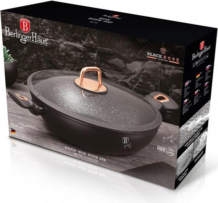 Productafbeelding BerlingerHaus GRANIETEN WOK BAKKERIJ 30cm BH-7112 ZWART ROZE (Wokpan, Aluminium)