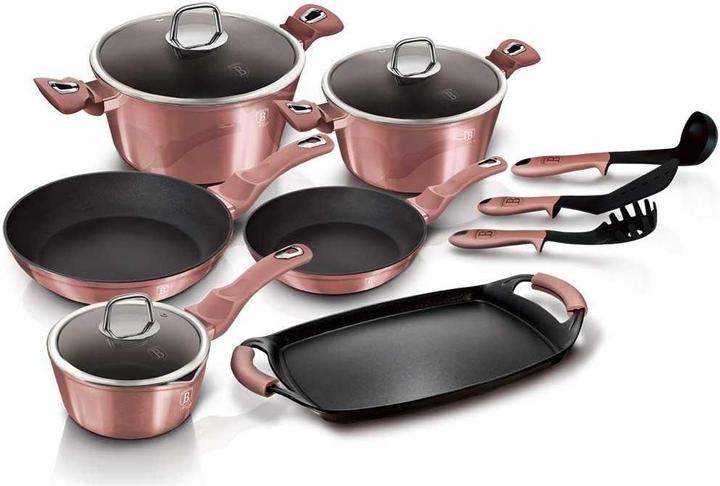 Image du produit BerlingerHaus POT SET 12 ELEMENTS I-ROSE BH-6044 (Poêle à frire, Aluminium)