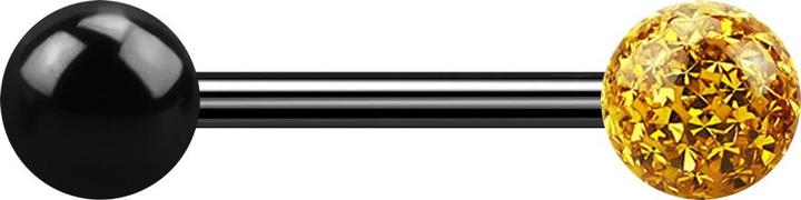 Star Piercing Barbell schwarz mit Kugel und Kristallkugel topaz Epoxy Schutzschicht (ohne Messing, Titan G23)