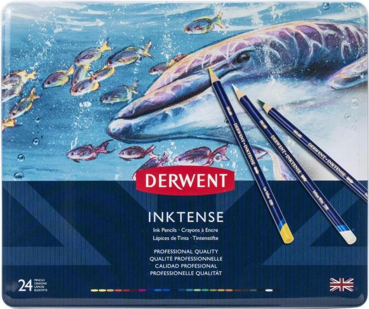 Image du produit Derwent Crayon de couleur Inktense Set 24 étui métallique (Multicolore, multicolore, 24 x)