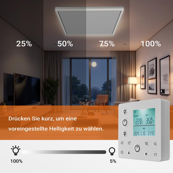 Produktbild Wiltec Infrarot Deckenheizung 370W 65,5x63x3,5cm Infrarotheizung LED Heizung (370 W)