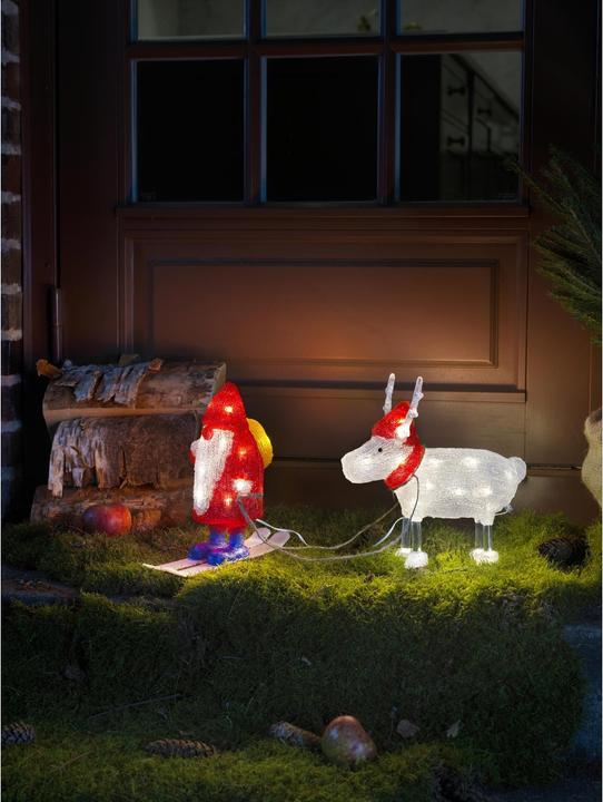 Image du produit Konstsmide Figurine LED en acrylique Père Noël avec renne, 40 LED