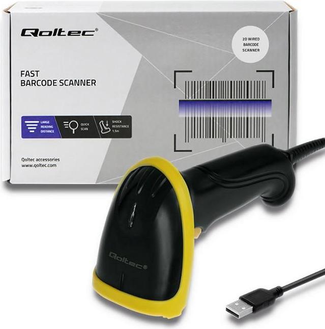 Actual product image Qoltec 50867 Barcode scanner 1D 2D USB Black (1D barcodes, 2D barcodes)
