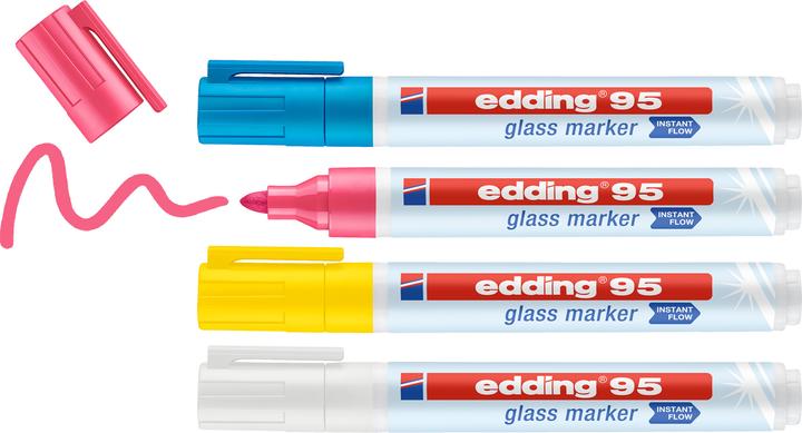 Produktbild Edding Glasboard Marker Set (Weiss, Gelb, Pink, Hellblau, 3 mm, 4 x)
