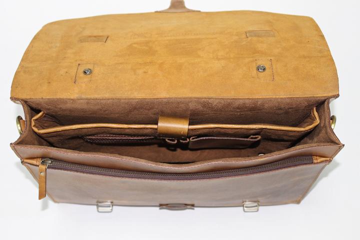 Produktbild Only-Bags.Store Handgemachte echte Top Grain Leder Aktentasche, Laptop-Tasche, Messenger, Business Travel Vintage (15")