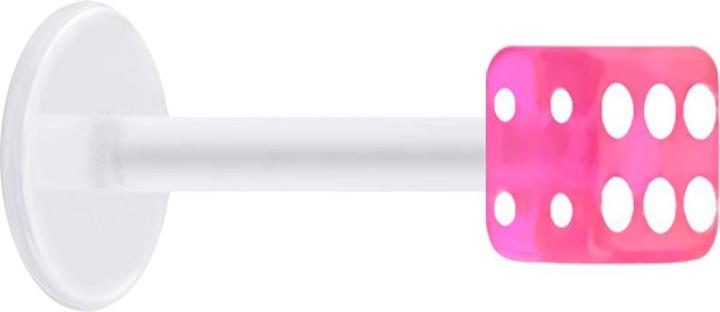 Produktbild Star Piercing Micro Labret transparent mit Würfel pink transparent (ohne Messing, Acryl, Bioflex)
