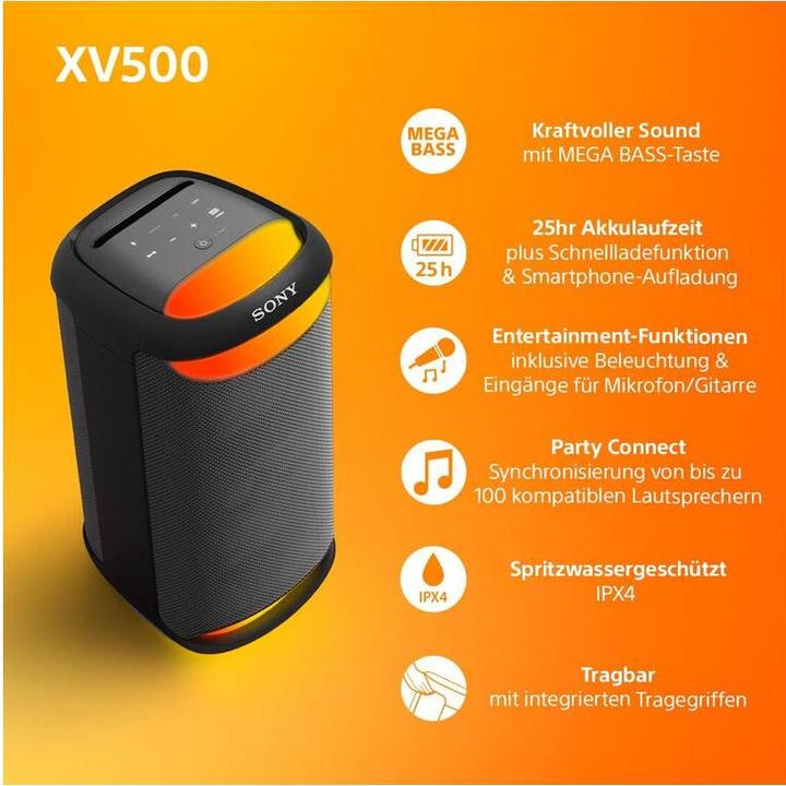 Actual product image Sony SRS-XV500 (25 h, Rechargeable battery operated, Electrical connection)