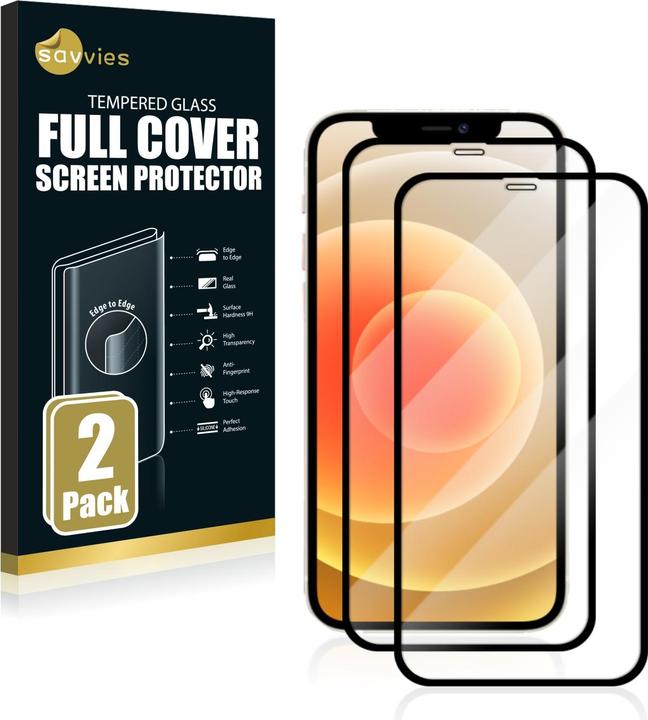 Actual product image Savvies Full-screen armoured glass screen protector (2 Piece, Apple iPhone 12)