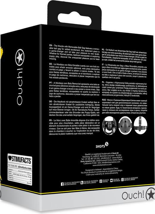 Image du produit Ouch! Muselière avec bâillon amovible - Noir
