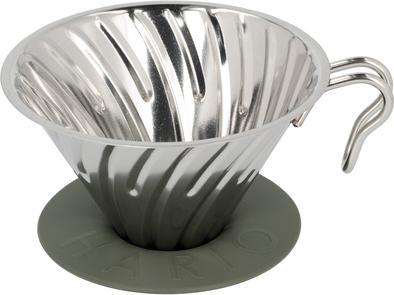 Actual product image Hario V60-02 Silver-coloured Metal Outdoor Dropper with Silicone Base