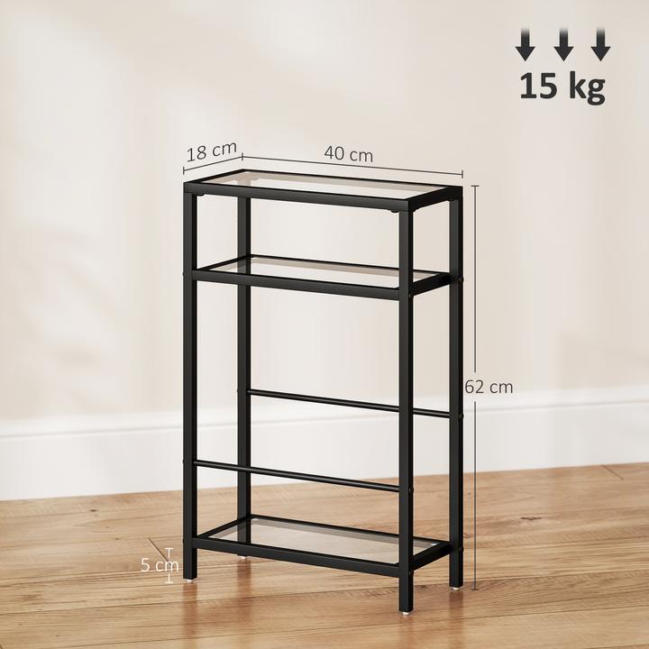 Produktbild Homcom Beistelltisch Stahl, Hartglas Schwarz