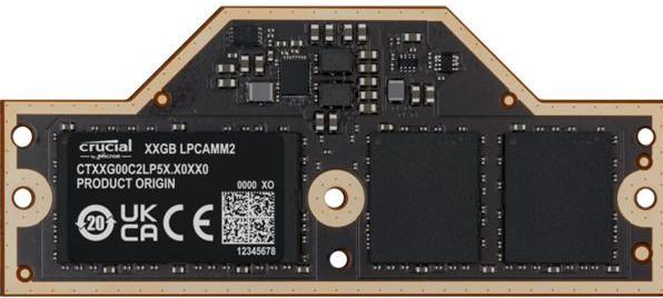 Actual product image Crucial LPCAMM2 LPDDR5X 32GB Memory (3750 MHz, LPDDR5-RAM, LPCAMM2)