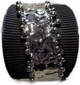 Signé Signè Ring Damenring elastisch silberfarben rhodiniert One Size Schwarz No.17 (18, 19, 20, 21)