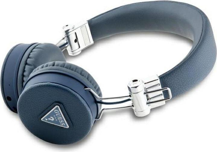 Produktbild Guess PU Grained Triangle Logo ENC Kabellose Kopfhörer Bluetooth Headset - Blau (ANC, 32 h, Kabellos)