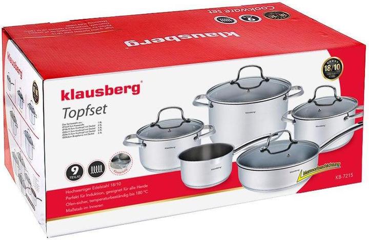 Produktbild Klausberg POT SET 9 ELEM. KB-7215 18/10 (Pfannenset + Topfset, Edelstahl)