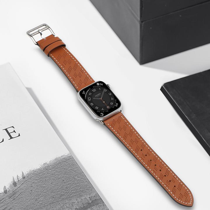Actual product image Hurtel Strap Leather Leather Strap for Apple Watch Ultra, SE, 8, 7, 6, 5, 4, 3, 2, 1 (49, 45, 44, 42 mm) (45 mm, 44 mm, 42 mm, 49 mm, Genuine leather)