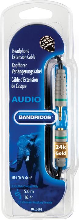 Produktbild Bandridge BLUE 3.5mm Stereo-Verlängerungskabel (5 m, 3.5mm Klinke (AUX))