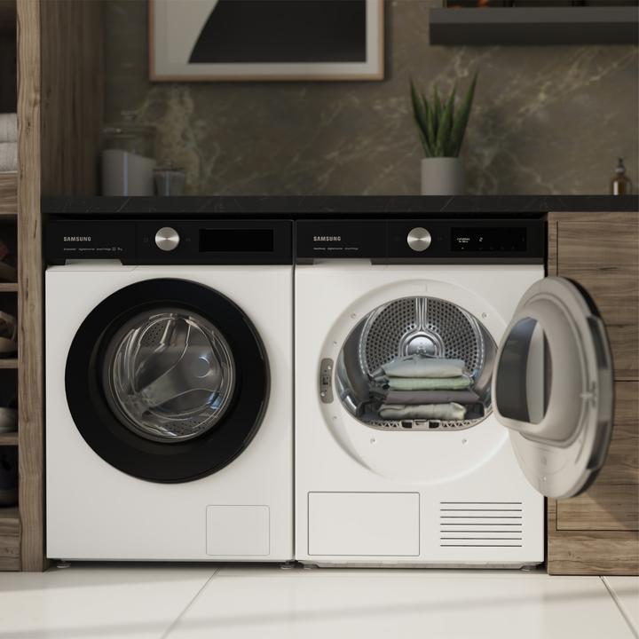 Produktbild Samsung DV90BB5245AES3 Optimal Dry 9 kg Frontlader-Wäschetrockner Klasse A++, schwarze Tür (9 kg, Rechts)