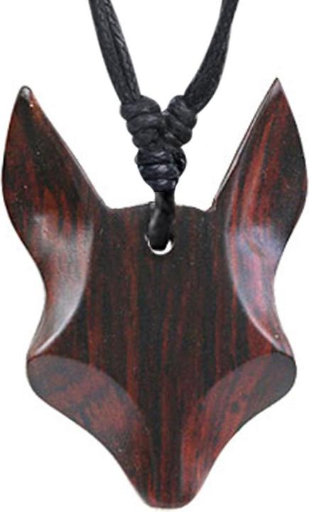Star Piercing Halskette schwarz Anhänger Fuchs aus Narra Holz (ohne Messing, Organisch)
