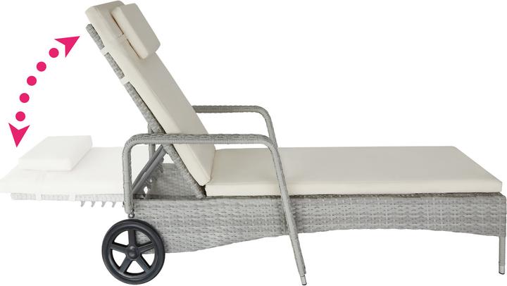 Produktbild tectake Sonnenliege Rattan mit Rollen (200 cm)
