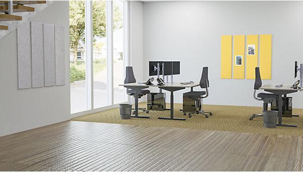 Actual product image eurokraft basic Acoustic wall panel, HxW 1200 x 300 mm, pack of 4, yellow.