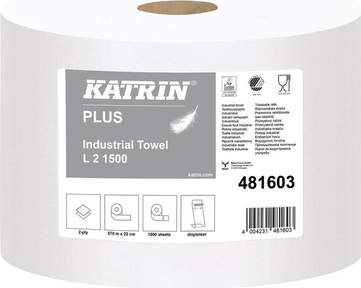 Katrin Rotolo di pulizia Plus L2 22 cm x 570 m (l x l) Tessuto a 2 veli bianco (1 x)
