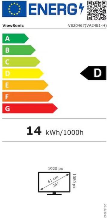 Energy Label Viewsonic 24” Full HD 120Hz Monitor with HDMI and VGA (1920 x 1080 pixels, 24")