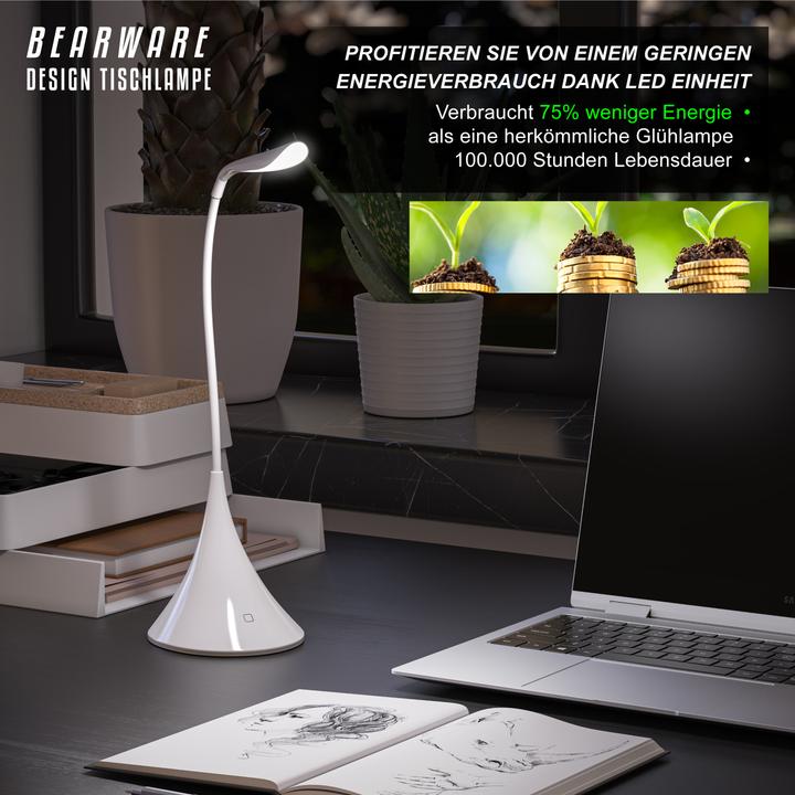 Produktbild CSL Schreibtischlampe LED Tischlampe, flexibler Schwanenhals, Leselampe mit USB oder Batteriebetrieb (160 lm)