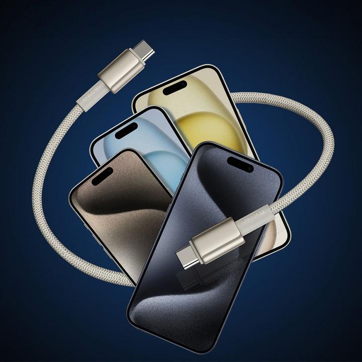 Actual product image Baseus Cable USB-C to USB-C Tungsten Gold, 100W, 2m (gold) (2 m, USB 2.0, 100 W)