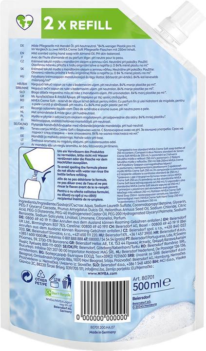 Actual product image NIVEA Creme Soft Refill Duo (Liquid soap, 1000 ml)