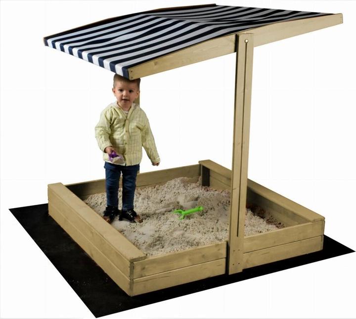 Actual product image Sand tropic Wooden sandpit with canopy 120x120cm (natural)