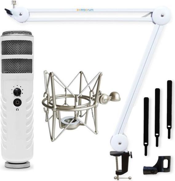 Produktbild RØDE Podcaster mit Mikrofonarm Weiss mit Spinne
