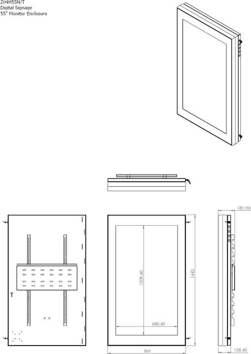 Actual product image DSS Monitor box portrait, 55" screen, black (55")