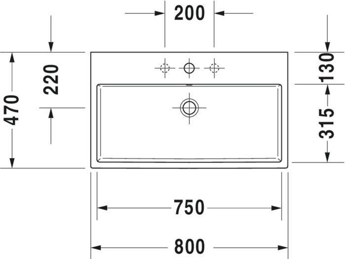 Produktbild Duravit Waschtisch VERO AIR m ÜL HLB 800x470mm ohne Hahnloch weiss (470 mm, 800 mm)