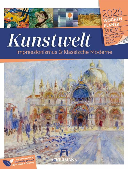 Immagine prodotto Kunstwelt - Impressionismus und Klassische Moderne - Wochenplaner Kalender 2026 (25 x 33 cm, Copertina rigida, Tedesco)