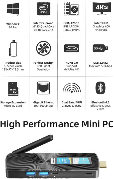 Produktbild Mele Mini PC Stick (Intel Celeron J4125, 8 GB, 128 GB)