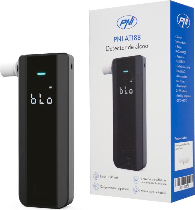 Image du produit PNI Détecteur d'alcool AT188 avec écran LCD, alarme sonore et lumineuse