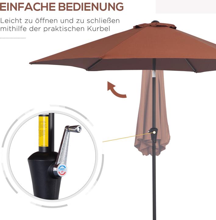 Produktbild Outsunny Sonnenschirm mit Handkurbel (2.60 m)
