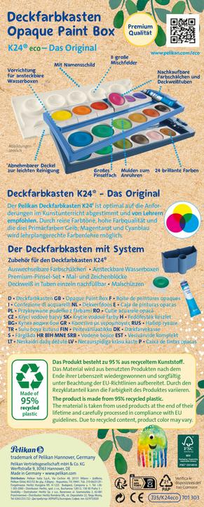 Produktbild Pelikan Farbkasten 24ST K24 Eco sortiert (Mint, Sortiert, Weiß/blau, 7.50 ml)