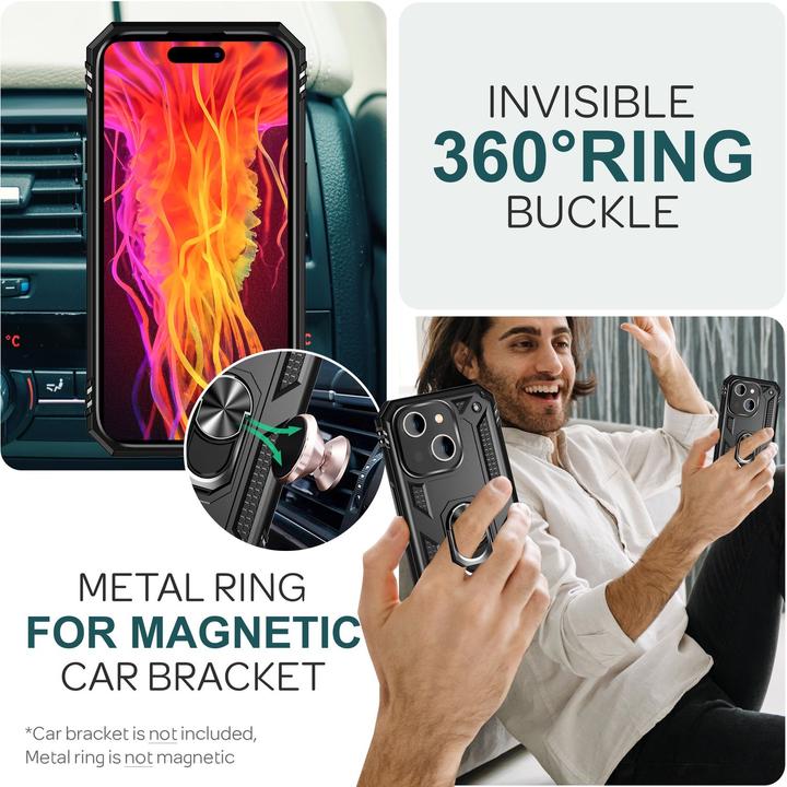 Immagine prodotto Nalia Coperchio ad anello antiurto in stile militare (Apple iPhone 15 Plus)