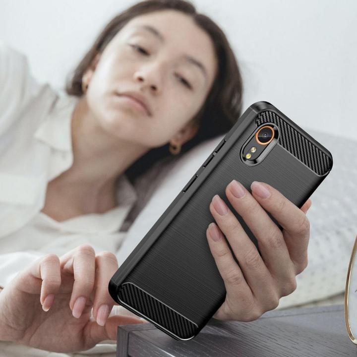 Actual product image Tech-Protect TPUCarbon case for Samsung Galaxy XCover 7 - black (Samsung Galaxy Xcover 7)