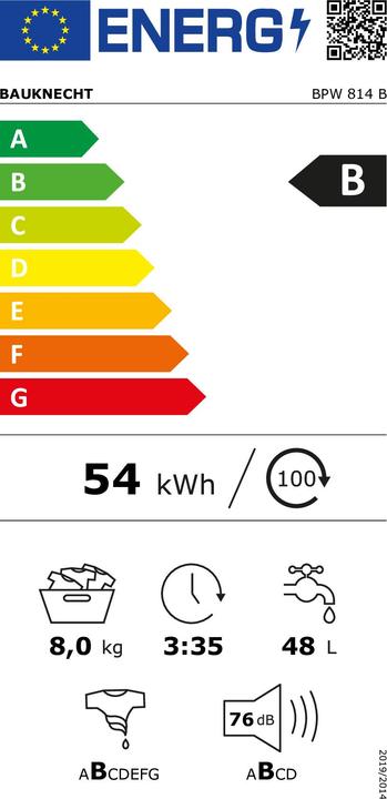 Energie-Label Bauknecht BPW 814 B (8 kg, Links, EU-Stecker)