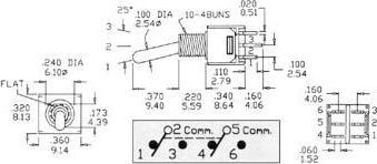 Produktbild Velleman Vertical Subminiature Toggle Switch Dpdt On-Off-On