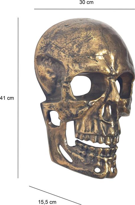 Actual product image FineBuy Wanddeko Totenkopf 41 cm Aluminium Schädel Wohndeko Dekoration Modern