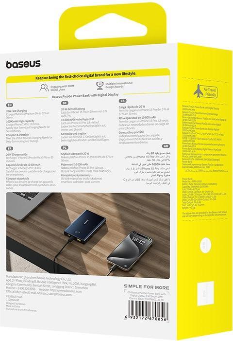Produktbild Baseus PicoGo 10000mAh 20W powerbank (black) (10000 mAh)