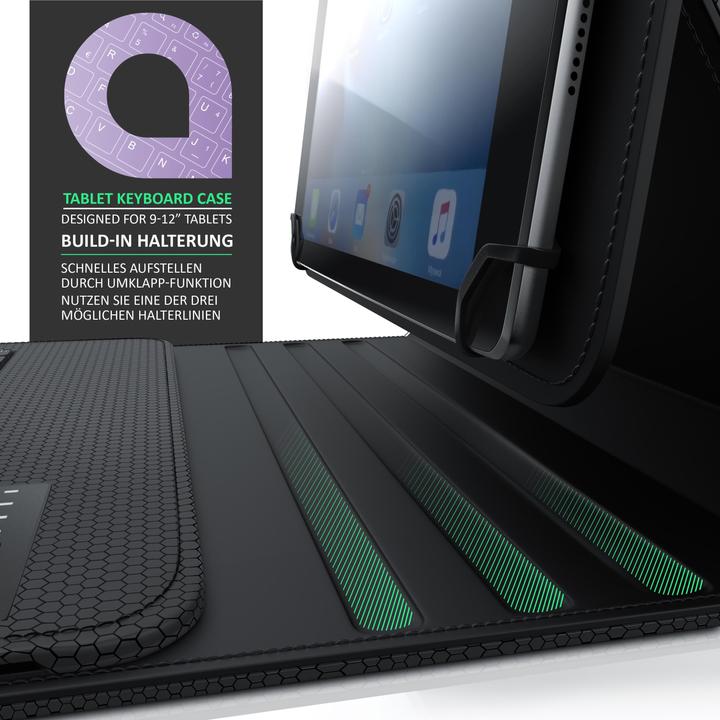 Produktbild Aplic Bluetooth Tablet Tastatur, Keyboard mit Kunststoffcase für 9-12" Tablets, magnetische Befestigung (DE, 9" - 12" Tablets)